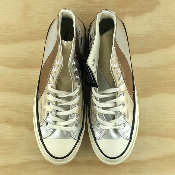 Converse Chuck Taylor 70 Hi Metallic Leather Shoes - Picture 5 of 9